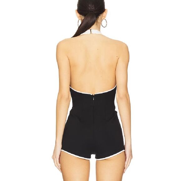 Lovers + Friends Audrey romper Black and White jumpsuit stretch Revolve M - Picture 3 of 8